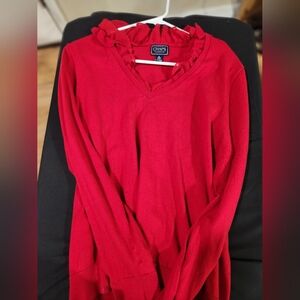 Chaps Vibrant Red Ruffle Neck Shirt